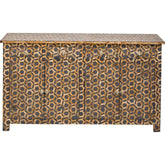 Bone Inlay Solid Wood Buffet Sideboard with 4 Top Drawers Hand Made Brown